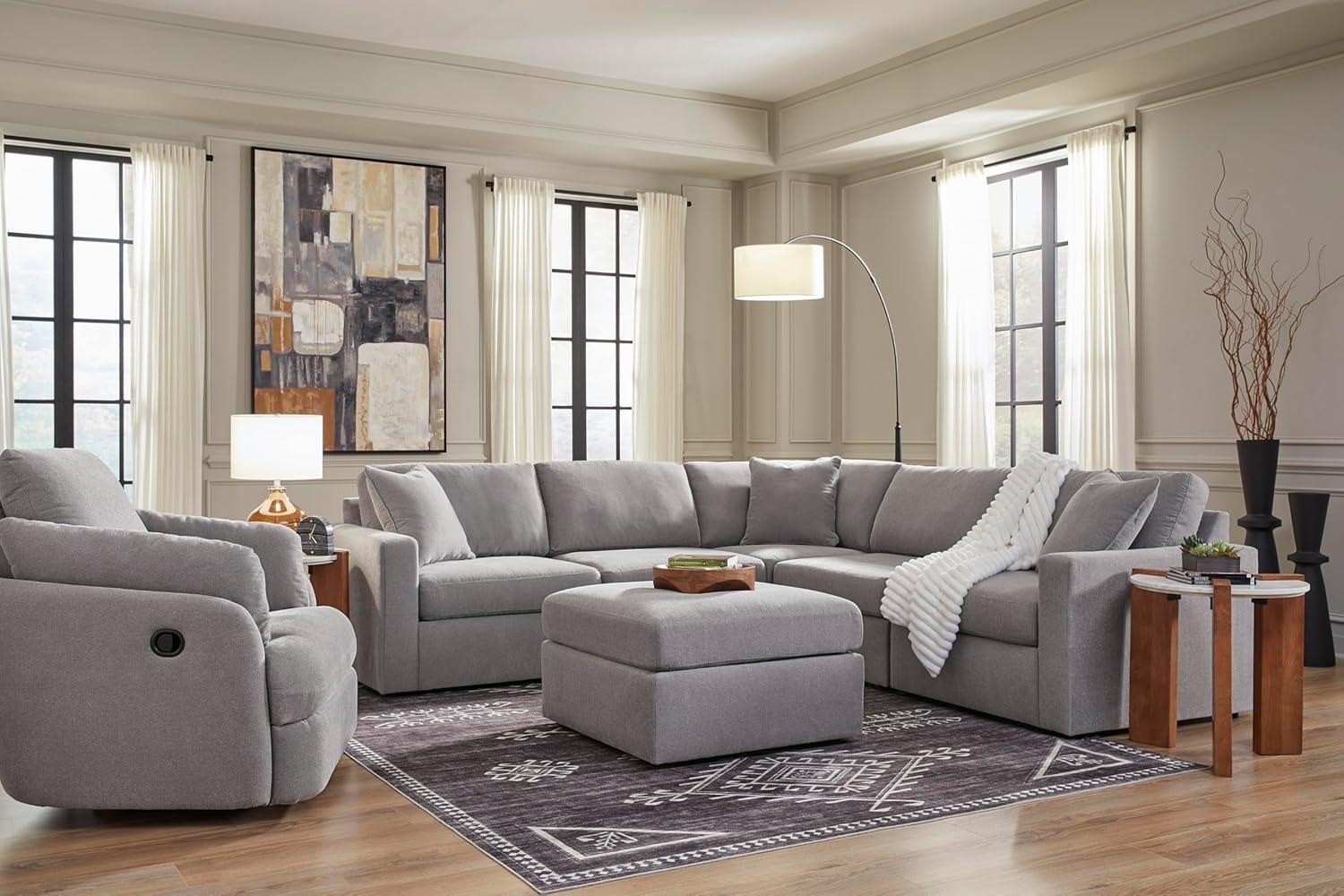 imageSignature Design by Ashley Modmax Contemporary Modular Stain Resistant 3Piece Sofa with Removable Zippered Covers and 2 Accent Pillows Reversible Back and Seat Cushions BlueLight Gray