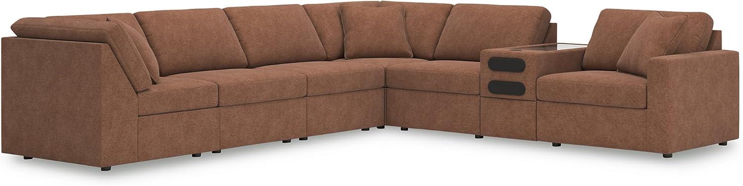 imageSignature Design by Ashley Modmax Contemporary Modular Stain Resistant 3Piece Sofa with Removable Zippered Covers and 2 Accent Pillows Reversible Back and Seat Cushions BlueBurnt Orange