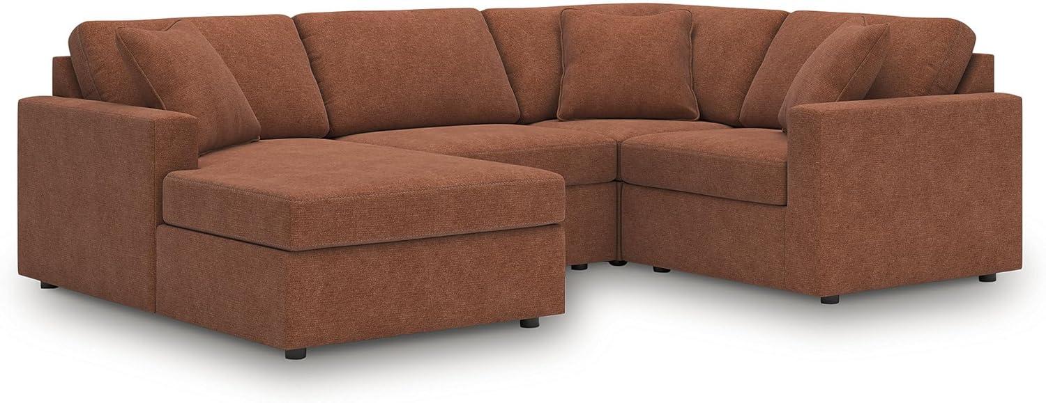 imageSignature Design by Ashley Modmax Contemporary Modular Stain Resistant 3Piece Sofa with Removable Zippered Covers and 2 Accent Pillows Reversible Back and Seat Cushions BlueBurnt Orange
