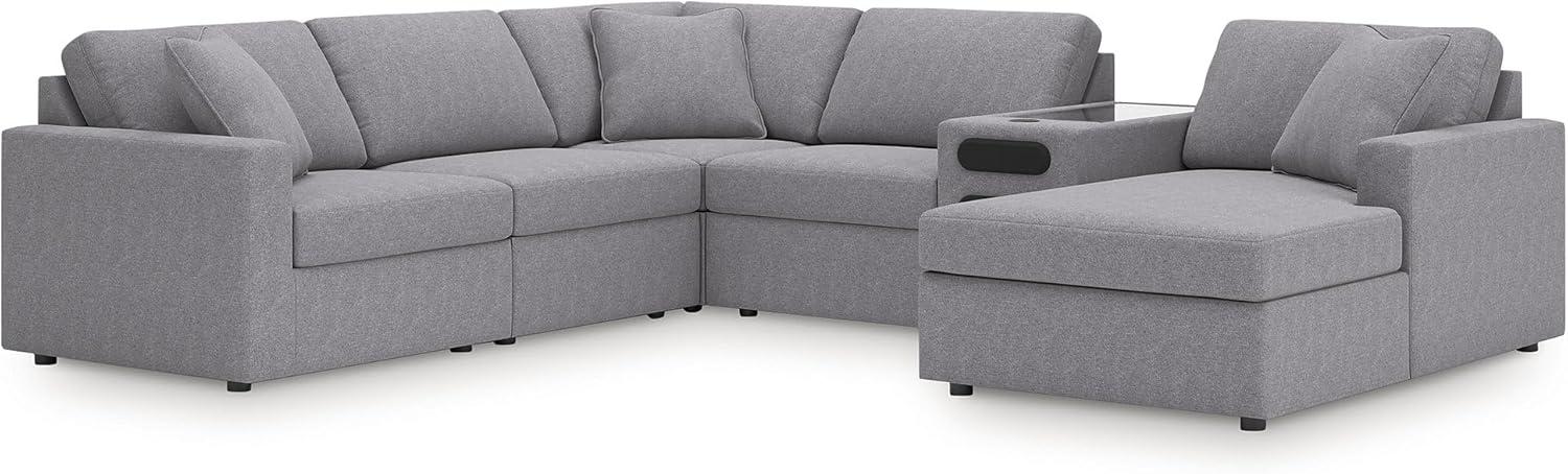 imageSignature Design by Ashley Modmax Contemporary Modular Stain Resistant 3Piece Sofa with Removable Zippered Covers and 2 Accent Pillows Reversible Back and Seat Cushions BlueLight Gray