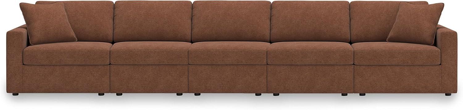 imageSignature Design by Ashley Modmax Contemporary Modular Stain Resistant 3Piece Sofa with Removable Zippered Covers and 2 Accent Pillows Reversible Back and Seat Cushions BlueBurnt Orange