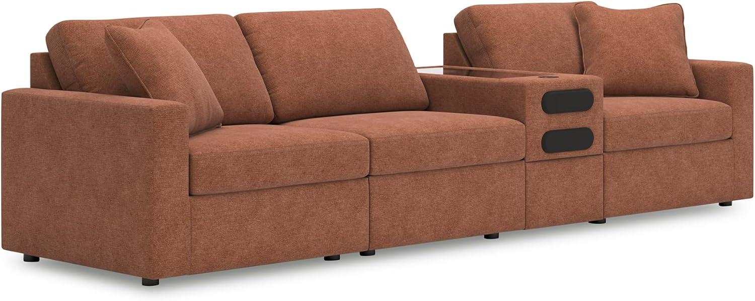 imageSignature Design by Ashley Modmax Contemporary Modular Stain Resistant 3Piece Sofa with Removable Zippered Covers and 2 Accent Pillows Reversible Back and Seat Cushions BlueBurnt Orange