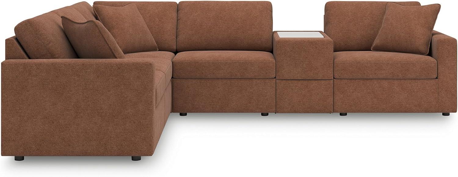 imageSignature Design by Ashley Modmax Contemporary Modular Stain Resistant 3Piece Sofa with Removable Zippered Covers and 2 Accent Pillows Reversible Back and Seat Cushions BlueBurnt Orange