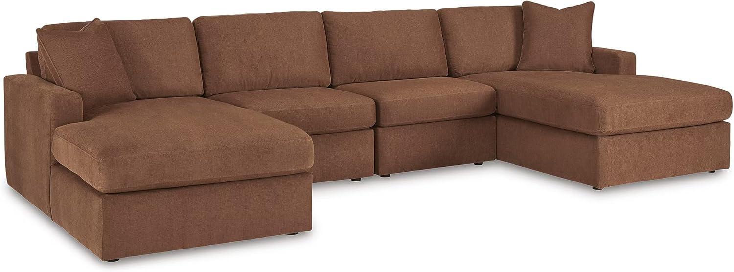 imageSignature Design by Ashley Modmax Contemporary Modular Stain Resistant 3Piece Sofa with Removable Zippered Covers and 2 Accent Pillows Reversible Back and Seat Cushions BlueBurnt Orange