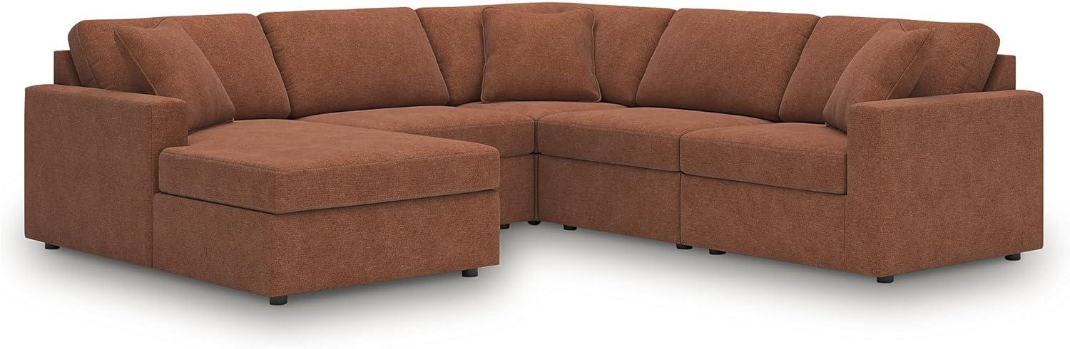 imageSignature Design by Ashley Modmax Contemporary Modular Stain Resistant 3Piece Sofa with Removable Zippered Covers and 2 Accent Pillows Reversible Back and Seat Cushions BlueBurnt Orange