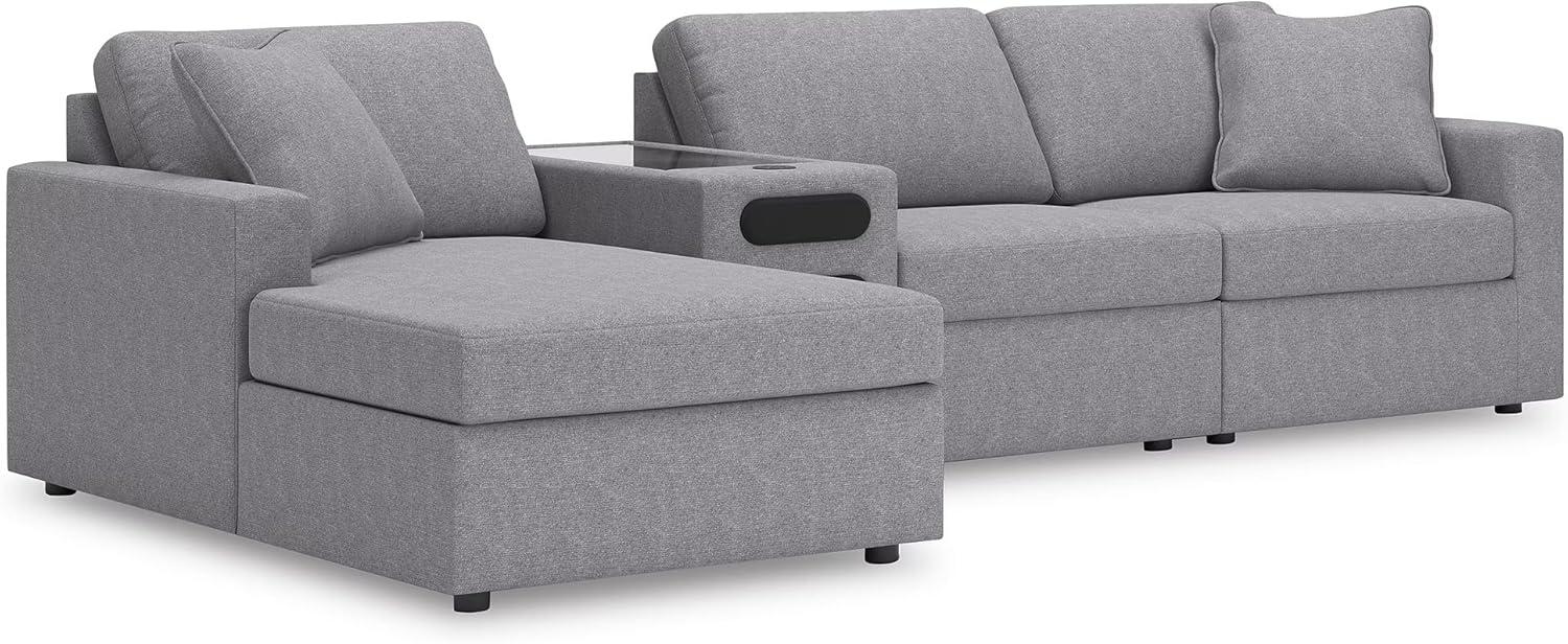imageSignature Design by Ashley Modmax Contemporary Modular Stain Resistant 3Piece Sofa with Removable Zippered Covers and 2 Accent Pillows Reversible Back and Seat Cushions BlueLight Gray