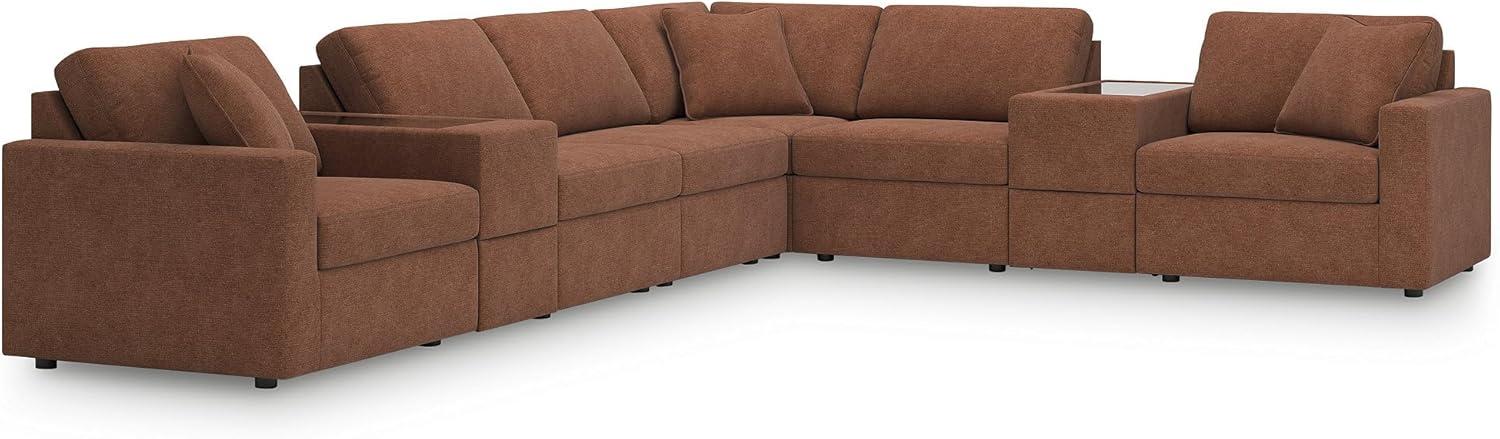 imageSignature Design by Ashley Modmax Contemporary Modular Stain Resistant 3Piece Sofa with Removable Zippered Covers and 2 Accent Pillows Reversible Back and Seat Cushions BlueBurnt Orange