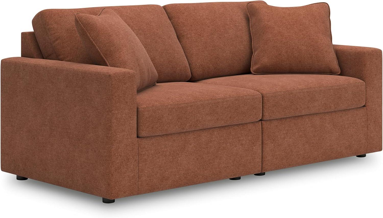 imageSignature Design by Ashley Modmax Contemporary Modular Stain Resistant 3Piece Sofa with Removable Zippered Covers and 2 Accent Pillows Reversible Back and Seat Cushions BlueBurnt Orange