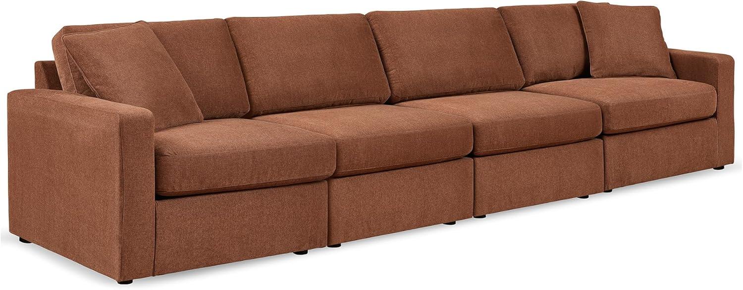 imageSignature Design by Ashley Modmax Contemporary Modular Stain Resistant 3Piece Sofa with Removable Zippered Covers and 2 Accent Pillows Reversible Back and Seat Cushions BlueBurnt Orange