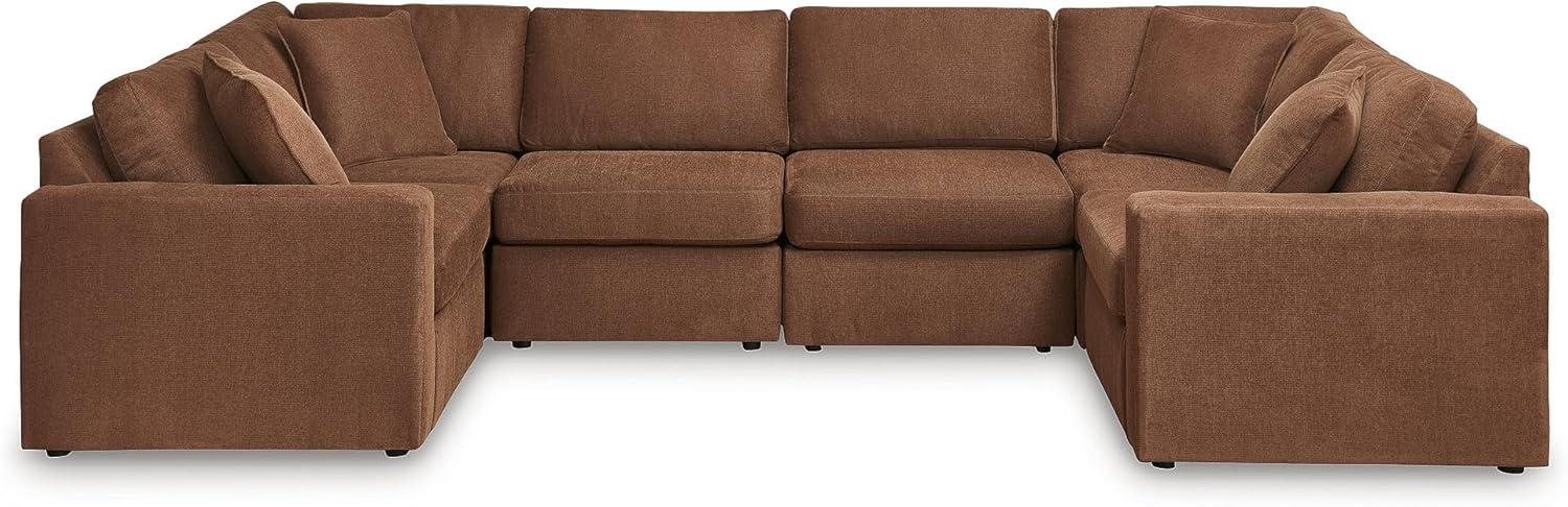 imageSignature Design by Ashley Modmax Contemporary Modular Stain Resistant 3Piece Sofa with Removable Zippered Covers and 2 Accent Pillows Reversible Back and Seat Cushions BlueBurnt Orange