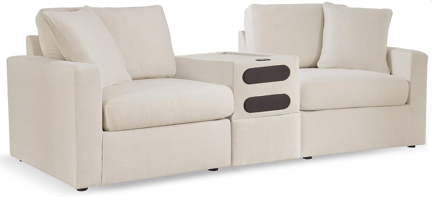 imageSignature Design by Ashley Modmax Contemporary Modular Stain Resistant 3Piece Sofa with Removable Zippered Covers and 2 Accent Pillows Reversible Back and Seat Cushions BlueBeige