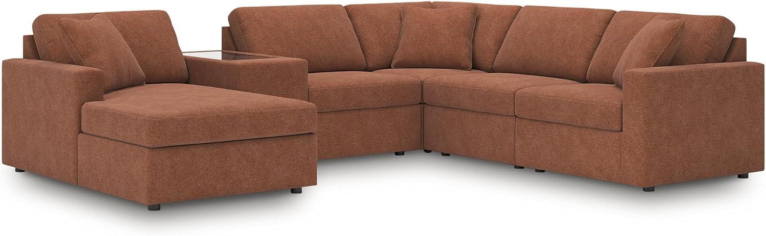 imageSignature Design by Ashley Modmax Contemporary Modular Stain Resistant 3Piece Sofa with Removable Zippered Covers and 2 Accent Pillows Reversible Back and Seat Cushions BlueBurnt Orange