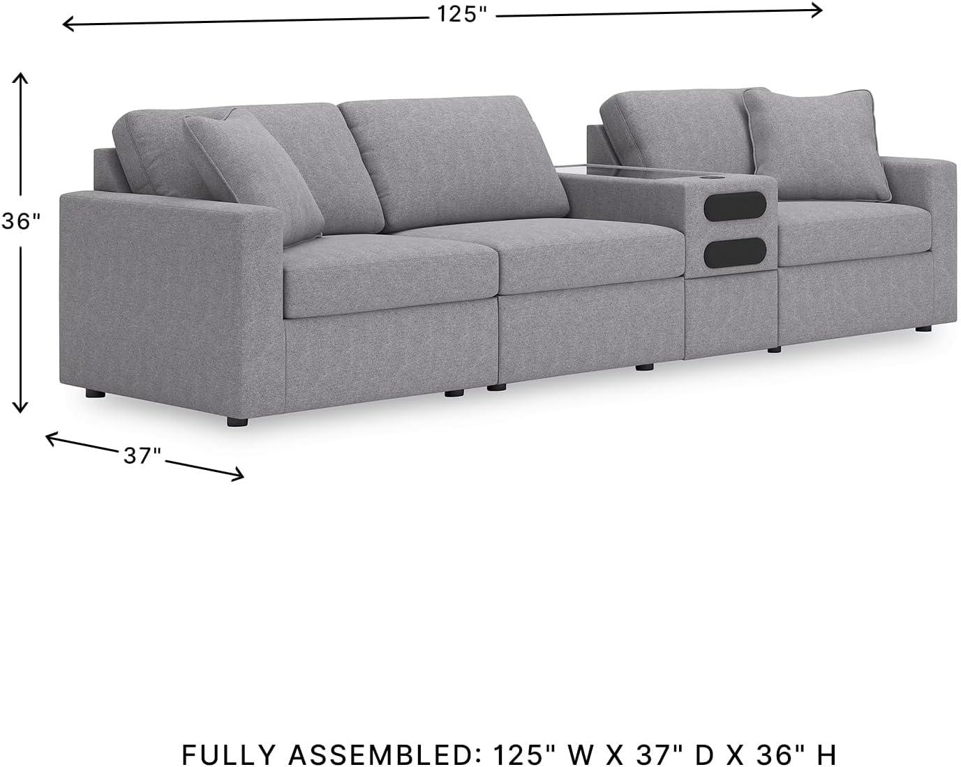 imageSignature Design by Ashley Modmax Contemporary Modular Stain Resistant 3Piece Sofa with Removable Zippered Covers and 2 Accent Pillows Reversible Back and Seat Cushions BlueLight Gray