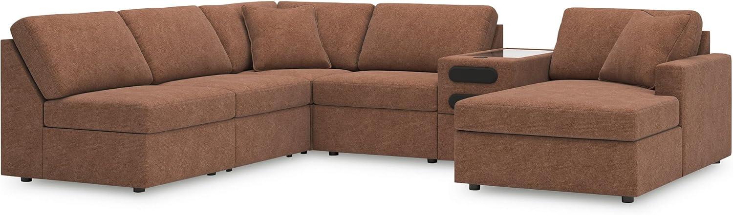 imageSignature Design by Ashley Modmax Contemporary Modular Stain Resistant 3Piece Sofa with Removable Zippered Covers and 2 Accent Pillows Reversible Back and Seat Cushions BlueBurnt Orange