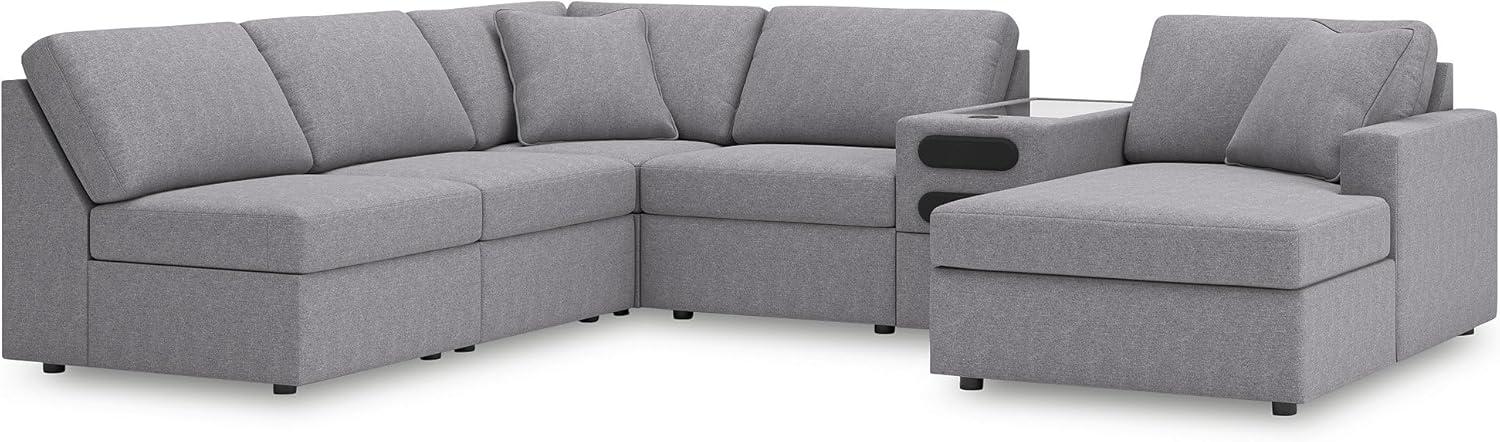 imageSignature Design by Ashley Modmax Contemporary Modular Stain Resistant 3Piece Sofa with Removable Zippered Covers and 2 Accent Pillows Reversible Back and Seat Cushions BlueLight Gray