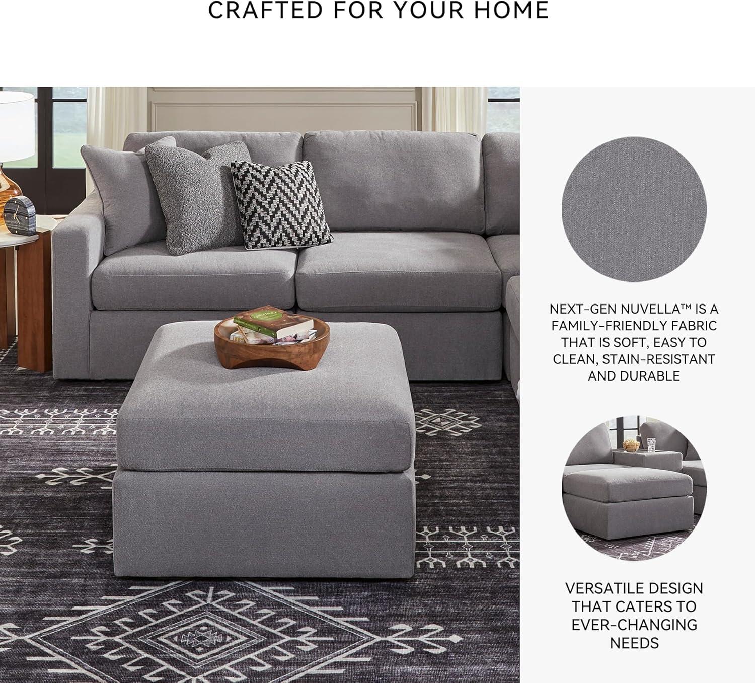 imageSignature Design by Ashley Modmax Contemporary Modular Stain Resistant 3Piece Sofa with Removable Zippered Covers and 2 Accent Pillows Reversible Back and Seat Cushions BlueLight Gray