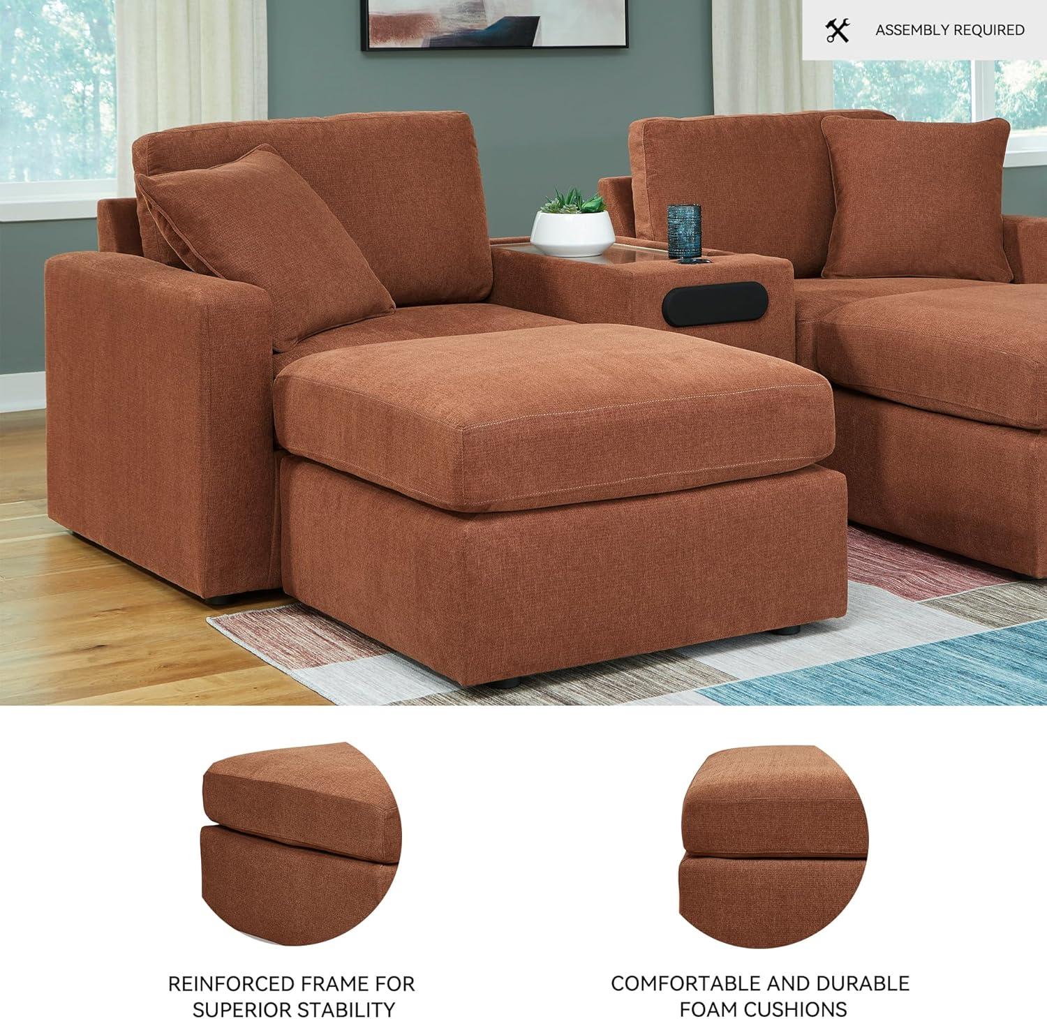imageSignature Design by Ashley Modmax Contemporary Modular Stain Resistant 3Piece Sofa with Removable Zippered Covers and 2 Accent Pillows Reversible Back and Seat Cushions BlueBurnt Orange