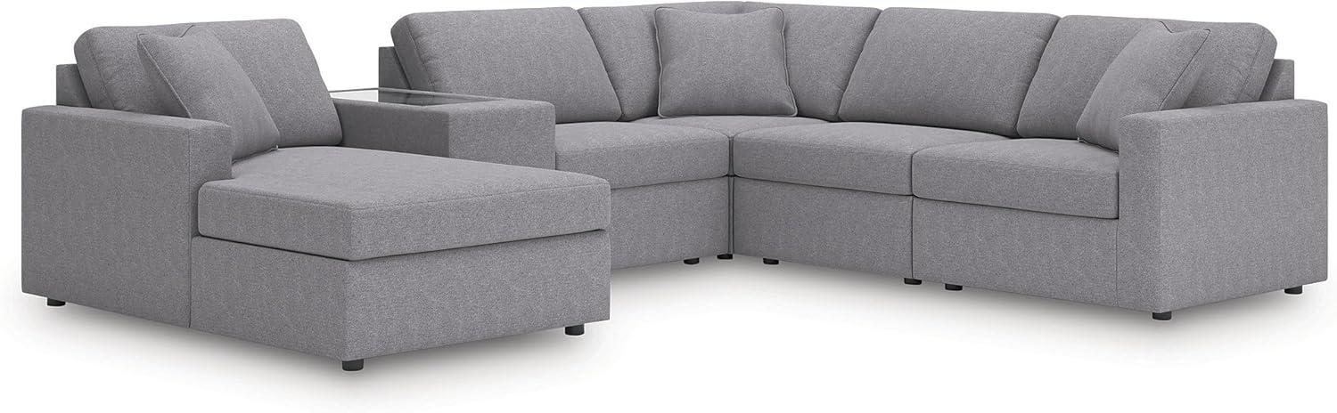 imageSignature Design by Ashley Modmax Contemporary Modular Stain Resistant 3Piece Sofa with Removable Zippered Covers and 2 Accent Pillows Reversible Back and Seat Cushions BlueLight Gray