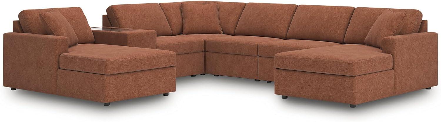 imageSignature Design by Ashley Modmax Contemporary Modular Stain Resistant 3Piece Sofa with Removable Zippered Covers and 2 Accent Pillows Reversible Back and Seat Cushions BlueBurnt Orange