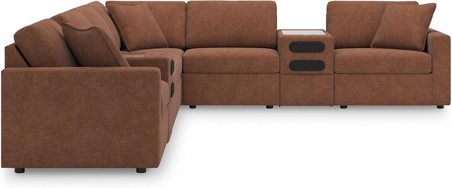 imageSignature Design by Ashley Modmax Contemporary Modular Stain Resistant 3Piece Sofa with Removable Zippered Covers and 2 Accent Pillows Reversible Back and Seat Cushions BlueBurnt Orange