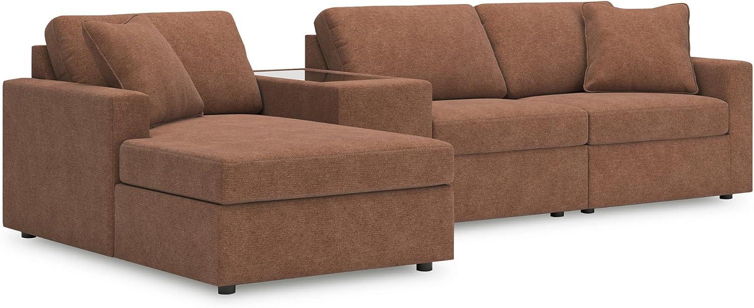 imageSignature Design by Ashley Modmax Contemporary Modular Stain Resistant 3Piece Sofa with Removable Zippered Covers and 2 Accent Pillows Reversible Back and Seat Cushions BlueBurnt Orange