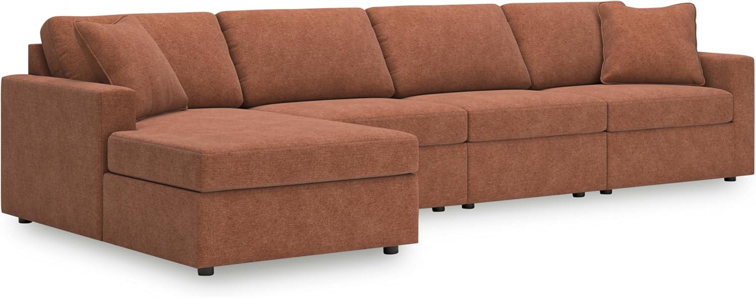 imageSignature Design by Ashley Modmax Contemporary Modular Stain Resistant 3Piece Sofa with Removable Zippered Covers and 2 Accent Pillows Reversible Back and Seat Cushions BlueBurnt Orange