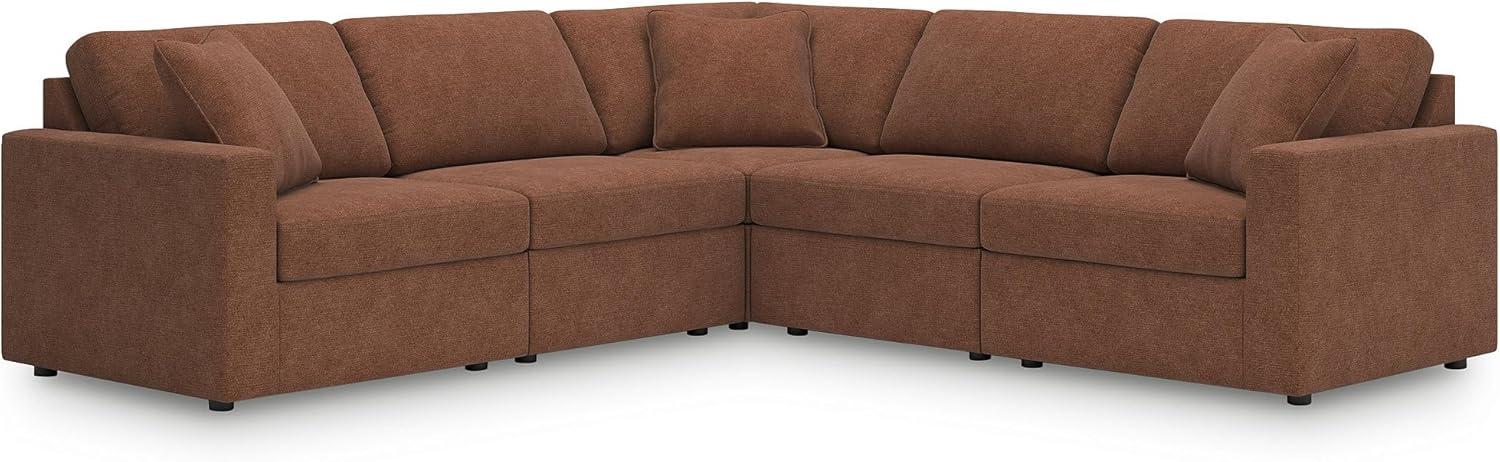 imageSignature Design by Ashley Modmax Contemporary Modular Stain Resistant 3Piece Sofa with Removable Zippered Covers and 2 Accent Pillows Reversible Back and Seat Cushions BlueBurnt Orange
