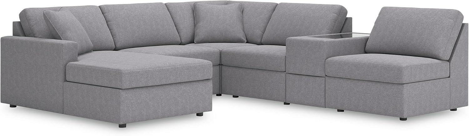 imageSignature Design by Ashley Modmax Contemporary Modular Stain Resistant 3Piece Sofa with Removable Zippered Covers and 2 Accent Pillows Reversible Back and Seat Cushions BlueLight Gray