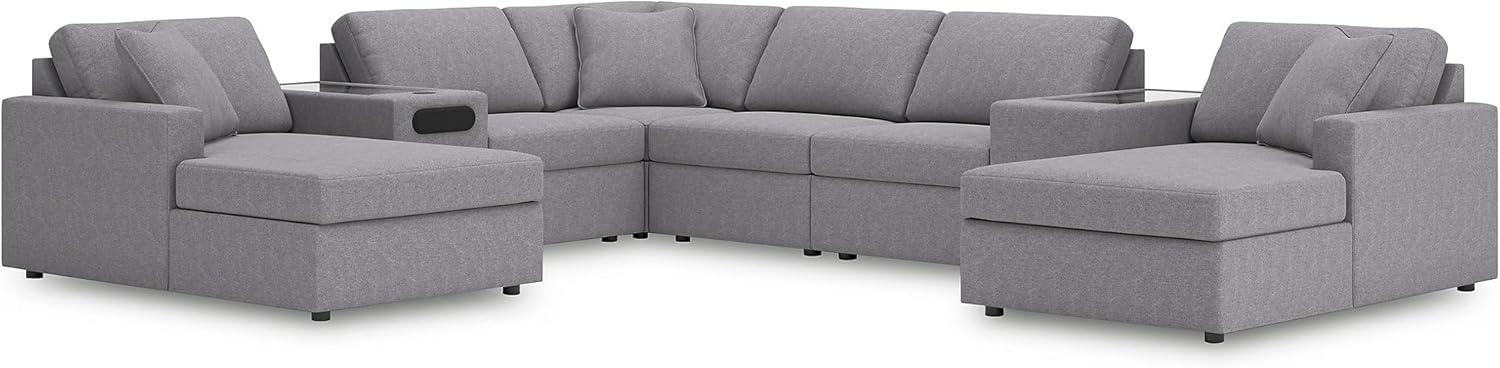 imageSignature Design by Ashley Modmax Contemporary Modular Stain Resistant 3Piece Sofa with Removable Zippered Covers and 2 Accent Pillows Reversible Back and Seat Cushions BlueLight Gray