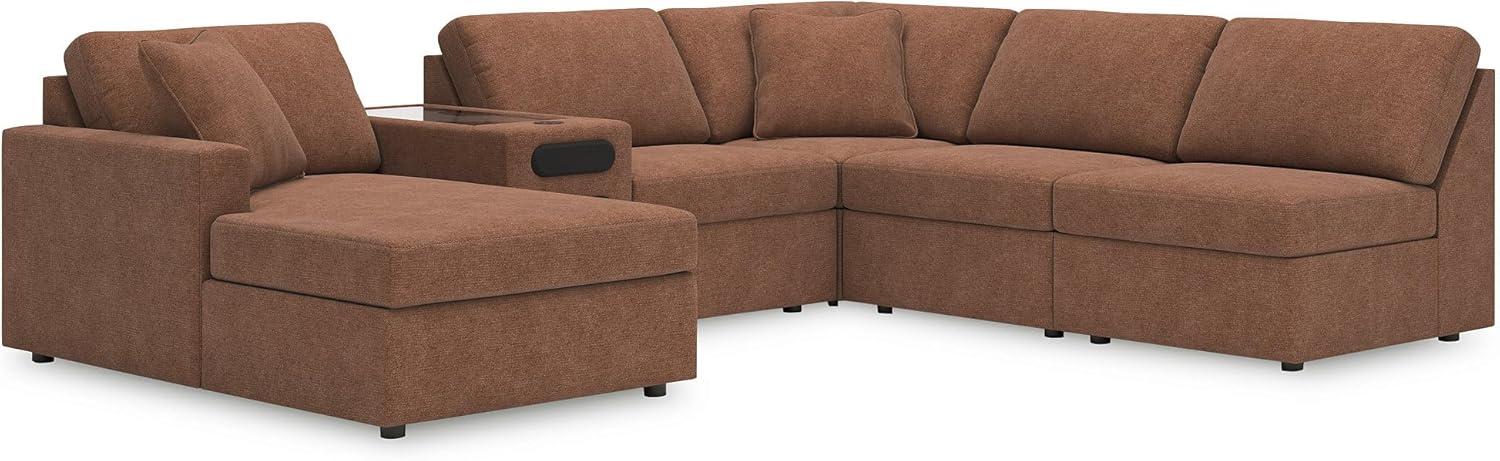 imageSignature Design by Ashley Modmax Contemporary Modular Stain Resistant 3Piece Sofa with Removable Zippered Covers and 2 Accent Pillows Reversible Back and Seat Cushions BlueBurnt Orange