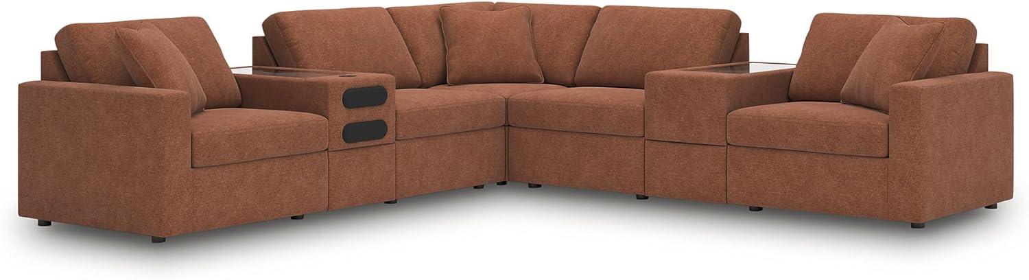 imageSignature Design by Ashley Modmax Contemporary Modular Stain Resistant 3Piece Sofa with Removable Zippered Covers and 2 Accent Pillows Reversible Back and Seat Cushions BlueBurnt Orange