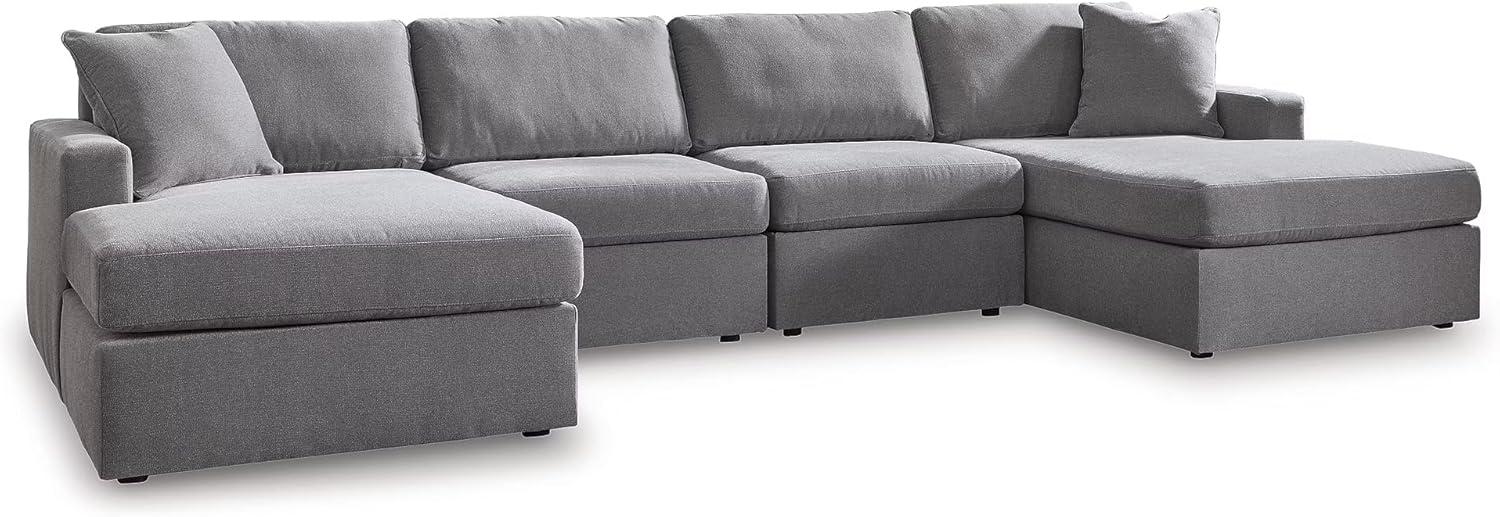 imageSignature Design by Ashley Modmax Contemporary Modular Stain Resistant 3Piece Sofa with Removable Zippered Covers and 2 Accent Pillows Reversible Back and Seat Cushions BlueLight Gray