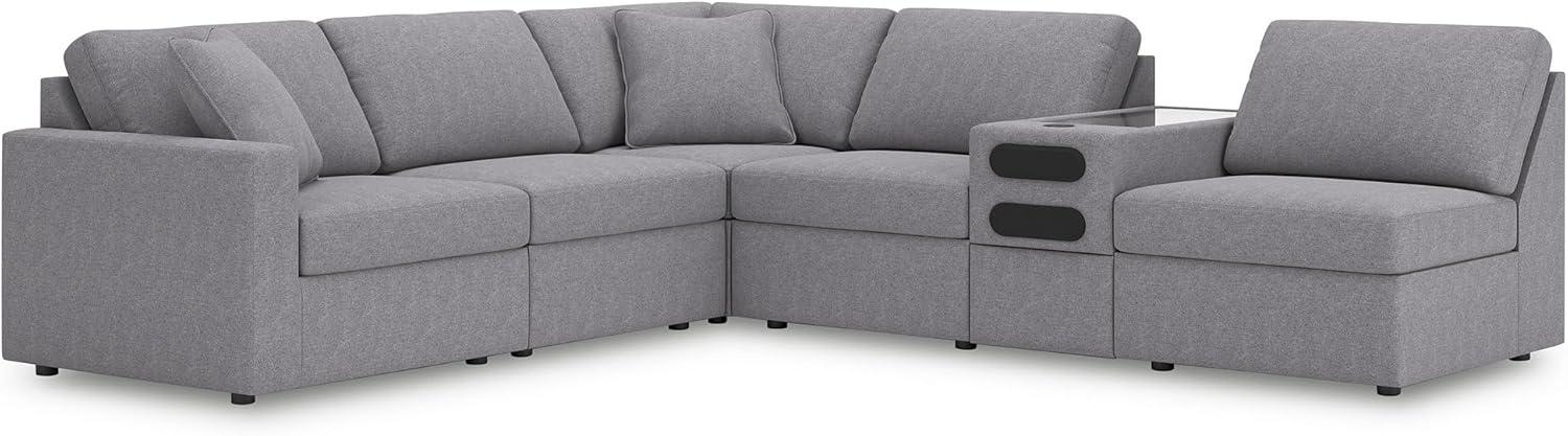 imageSignature Design by Ashley Modmax Contemporary Modular Stain Resistant 3Piece Sofa with Removable Zippered Covers and 2 Accent Pillows Reversible Back and Seat Cushions BlueLight Gray