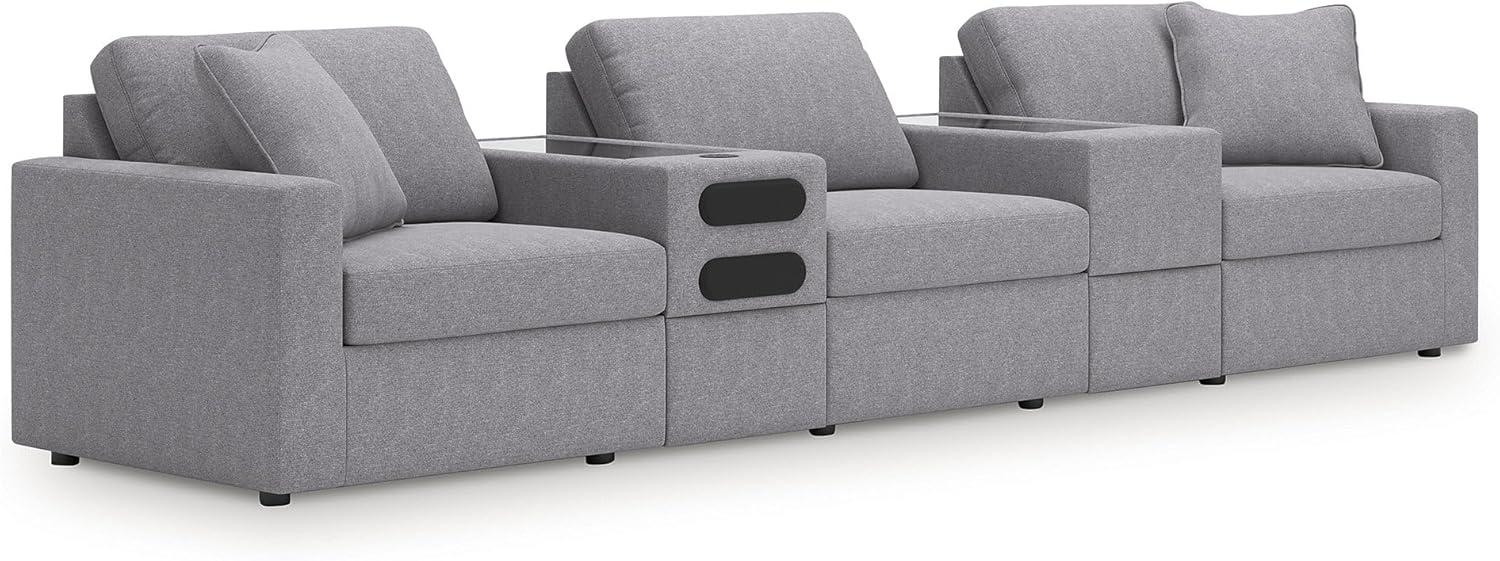 imageSignature Design by Ashley Modmax Contemporary Modular Stain Resistant 3Piece Sofa with Removable Zippered Covers and 2 Accent Pillows Reversible Back and Seat Cushions BlueLight Gray