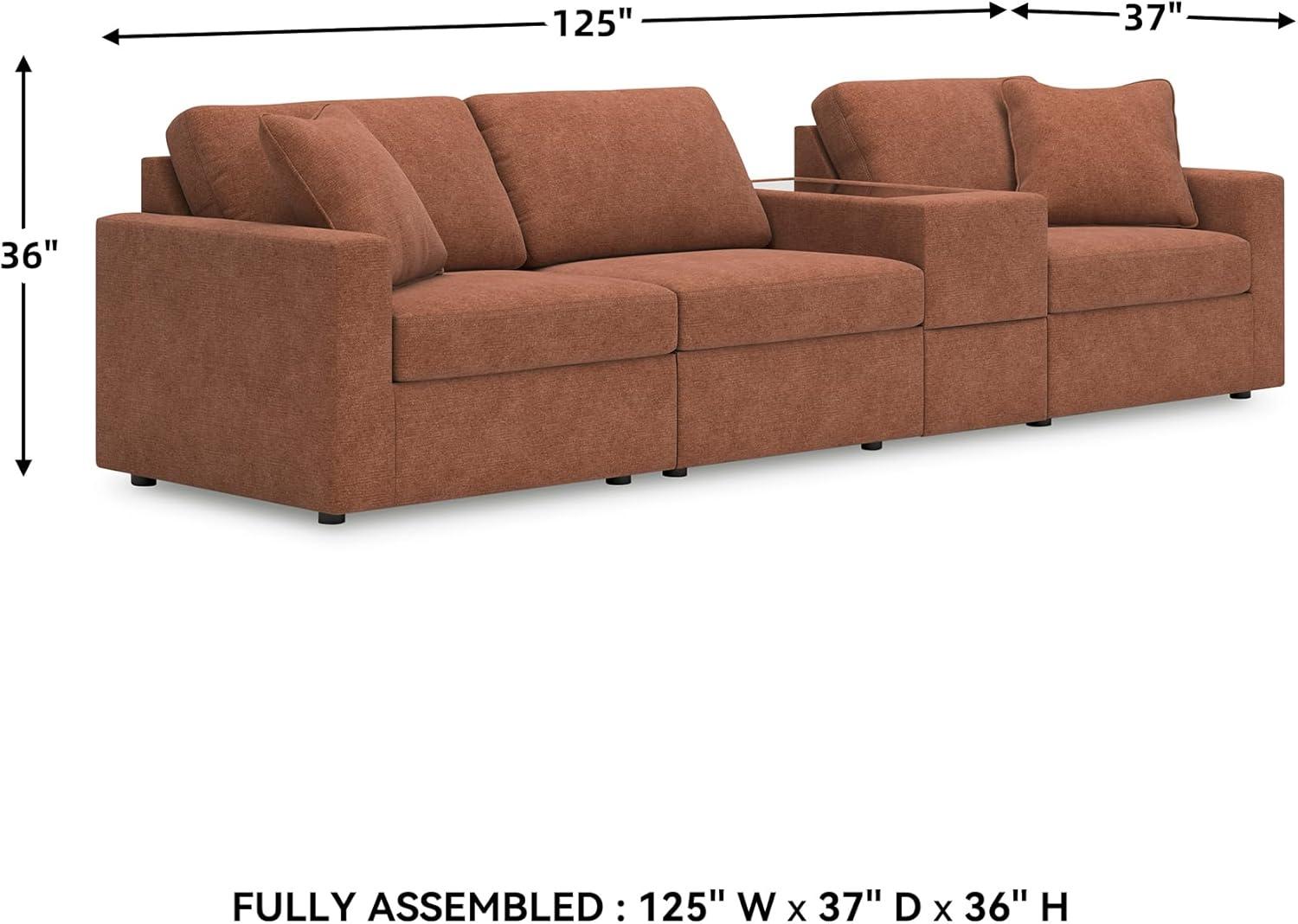 imageSignature Design by Ashley Modmax Contemporary Modular Stain Resistant 3Piece Sofa with Removable Zippered Covers and 2 Accent Pillows Reversible Back and Seat Cushions BlueBurnt Orange