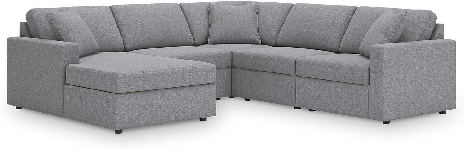 imageSignature Design by Ashley Modmax Contemporary Modular Stain Resistant 3Piece Sofa with Removable Zippered Covers and 2 Accent Pillows Reversible Back and Seat Cushions BlueLight Gray