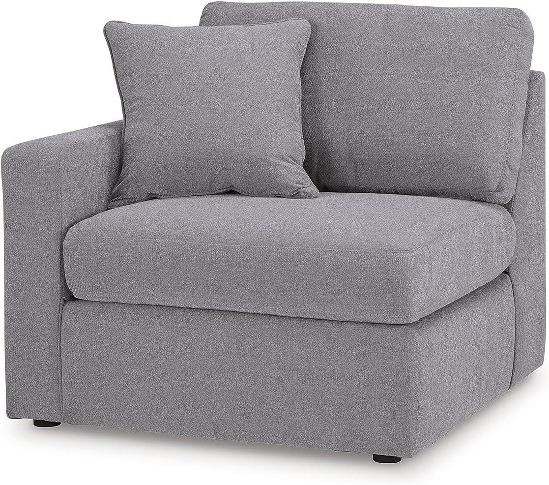 imageSignature Design by Ashley Modmax Contemporary Modular Stain Resistant 3Piece Sofa with Removable Zippered Covers and 2 Accent Pillows Reversible Back and Seat Cushions BlueLight Gray