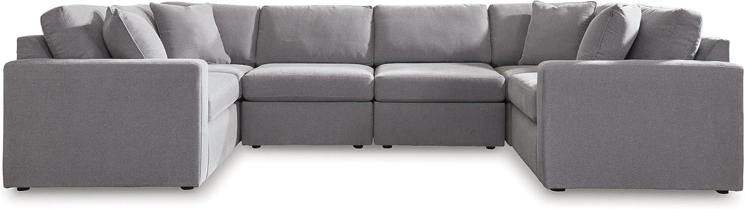 imageSignature Design by Ashley Modmax Contemporary Modular Stain Resistant 3Piece Sofa with Removable Zippered Covers and 2 Accent Pillows Reversible Back and Seat Cushions BlueLight Gray