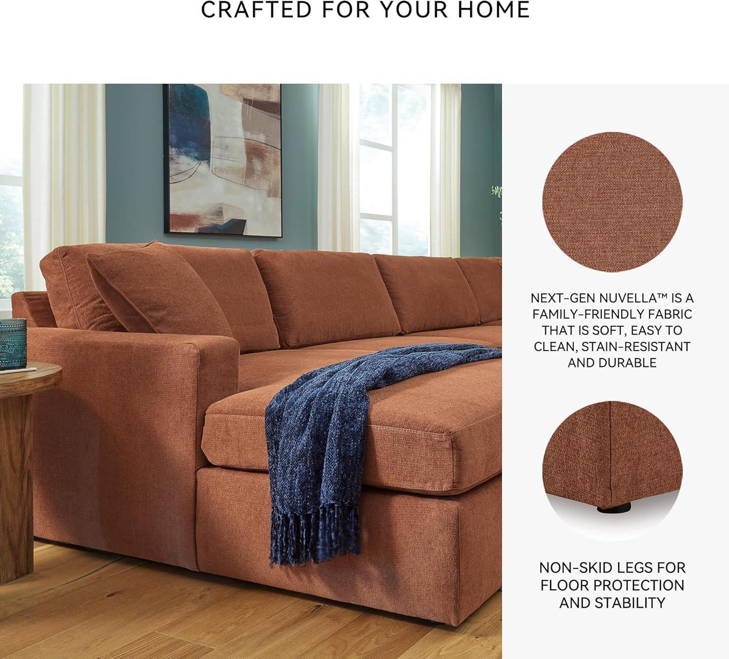 imageSignature Design by Ashley Modmax Contemporary Modular Stain Resistant 3Piece Sofa with Removable Zippered Covers and 2 Accent Pillows Reversible Back and Seat Cushions BlueBurnt Orange