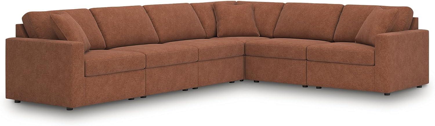 imageSignature Design by Ashley Modmax Contemporary Modular Stain Resistant 3Piece Sofa with Removable Zippered Covers and 2 Accent Pillows Reversible Back and Seat Cushions BlueBurnt Orange