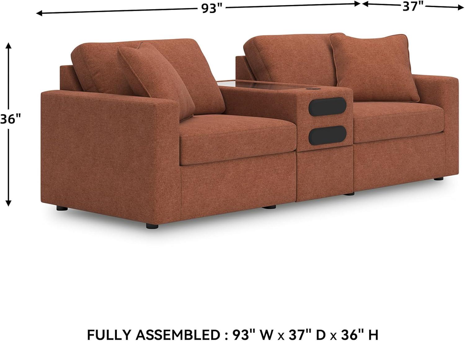 imageSignature Design by Ashley Modmax Contemporary Modular Stain Resistant 3Piece Sofa with Removable Zippered Covers and 2 Accent Pillows Reversible Back and Seat Cushions BlueBurnt Orange