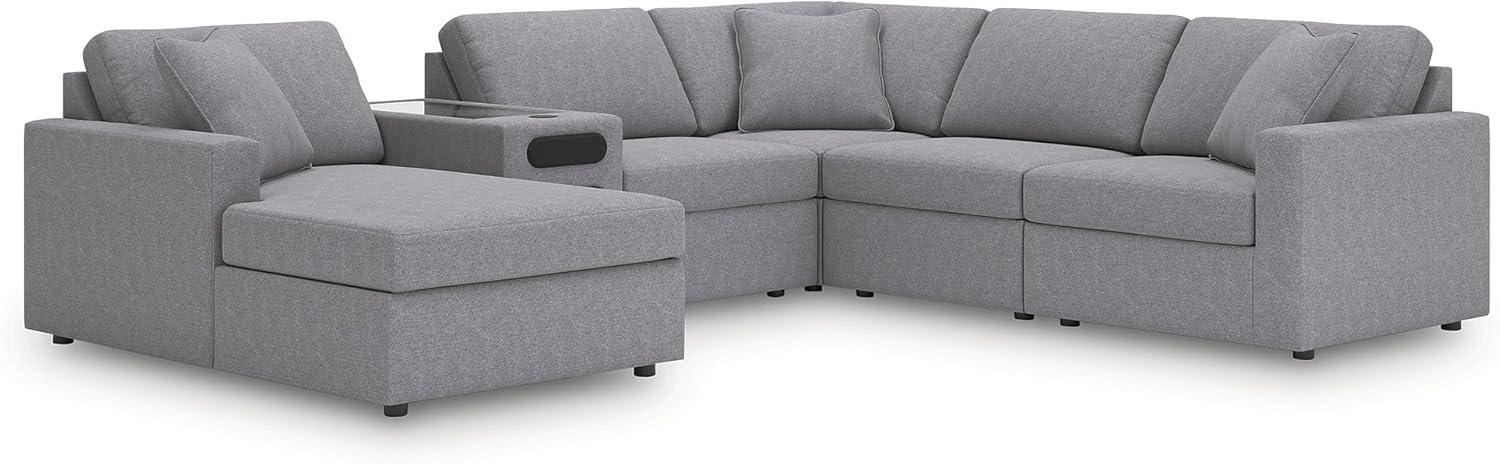 imageSignature Design by Ashley Modmax Contemporary Modular Stain Resistant 3Piece Sofa with Removable Zippered Covers and 2 Accent Pillows Reversible Back and Seat Cushions BlueLight Gray