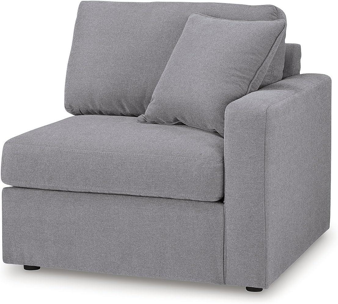 imageSignature Design by Ashley Modmax Contemporary Modular Stain Resistant 3Piece Sofa with Removable Zippered Covers and 2 Accent Pillows Reversible Back and Seat Cushions BlueLight Gray