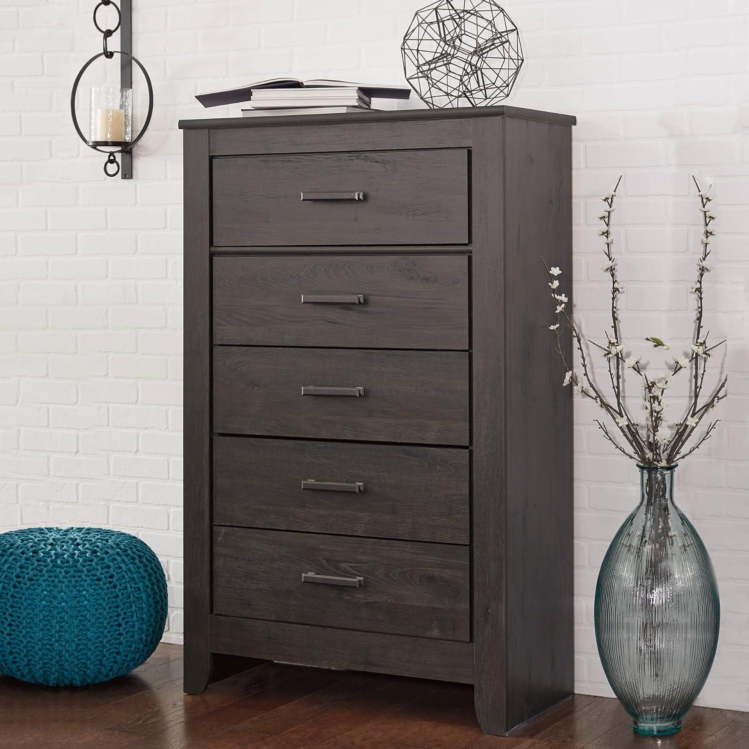 imageSignature Design by Ashley Robbinsdale Traditional 5 Drawer Chest Antique WhiteAlmost Black