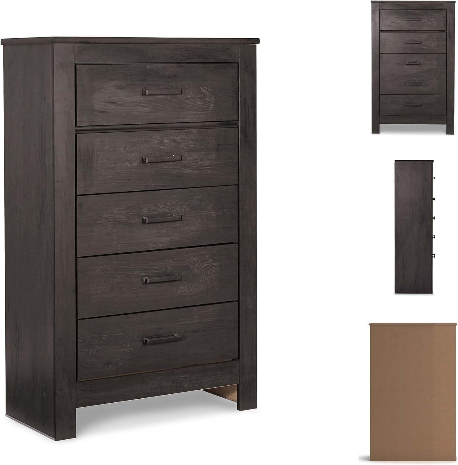 imageSignature Design by Ashley Robbinsdale Traditional 5 Drawer Chest Antique WhiteAlmost Black