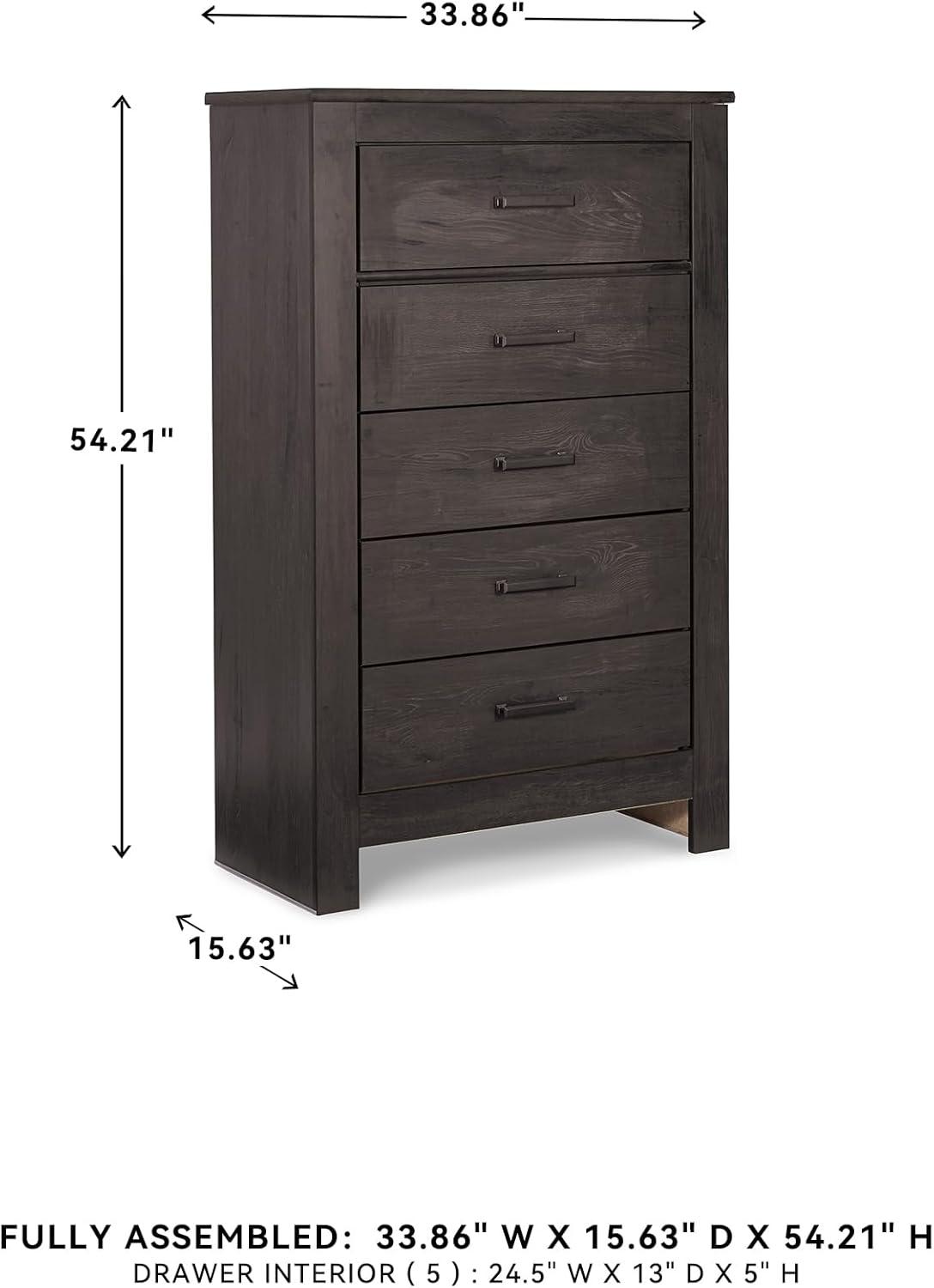 imageSignature Design by Ashley Robbinsdale Traditional 5 Drawer Chest Antique WhiteAlmost Black