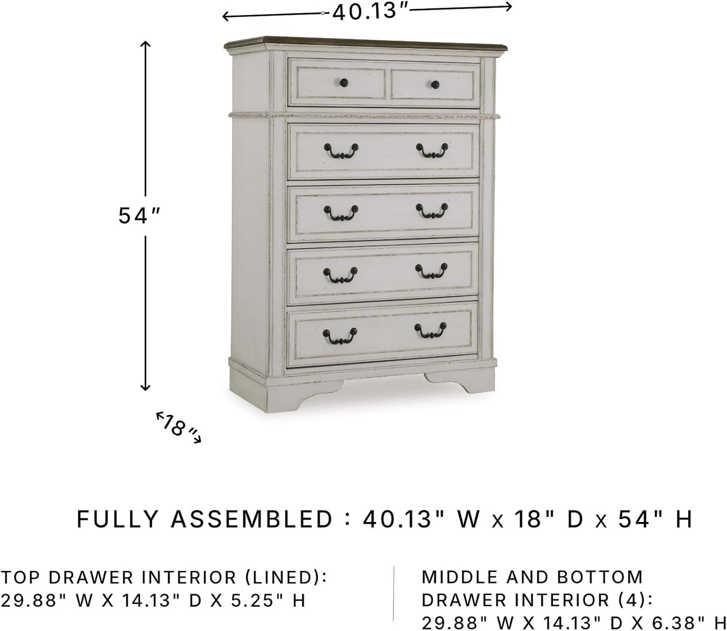 imageSignature Design by Ashley Robbinsdale Traditional 5 Drawer Chest Antique WhiteTwotone