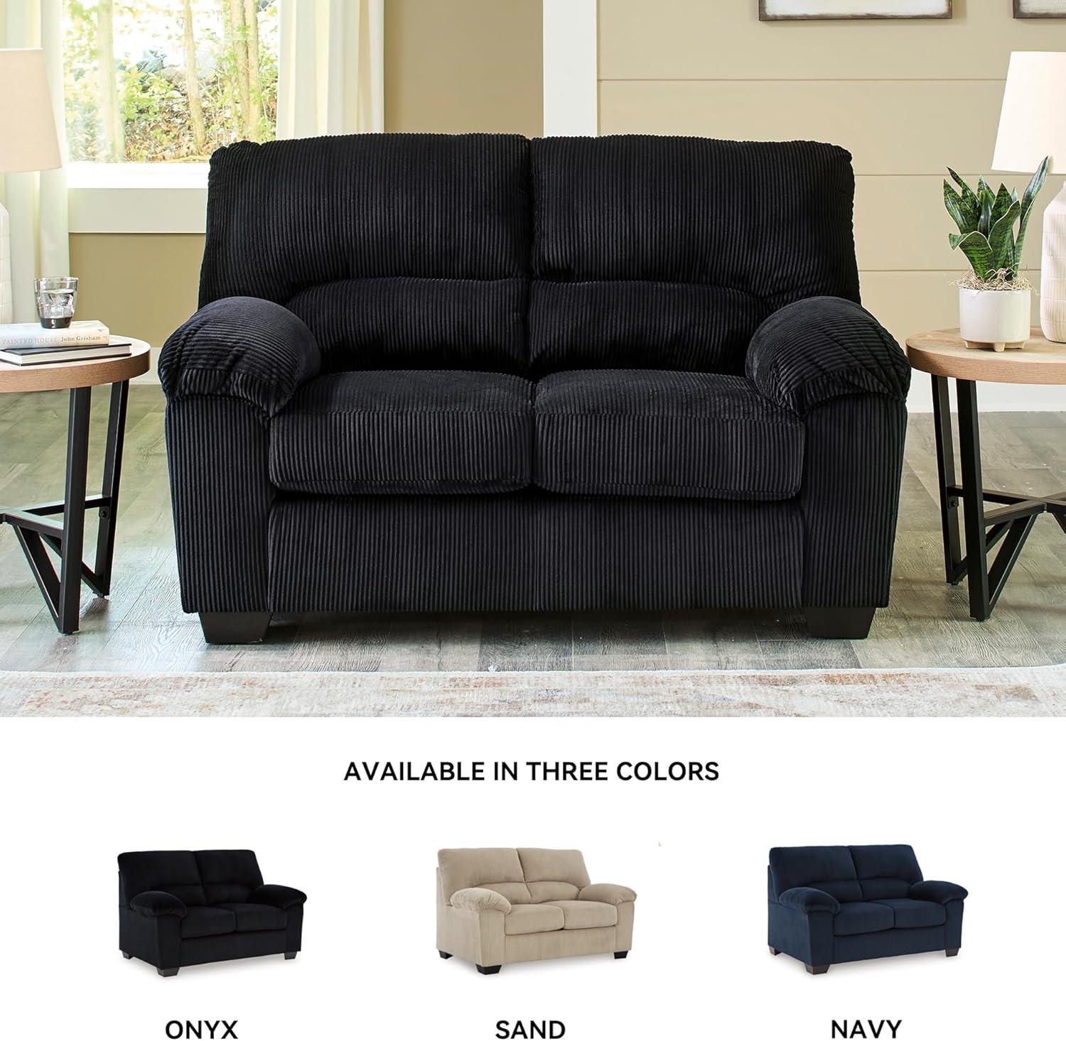 imageSignature Design by Ashley SimpleJoy Contemporary Loveseat for Living Room BlueBlack