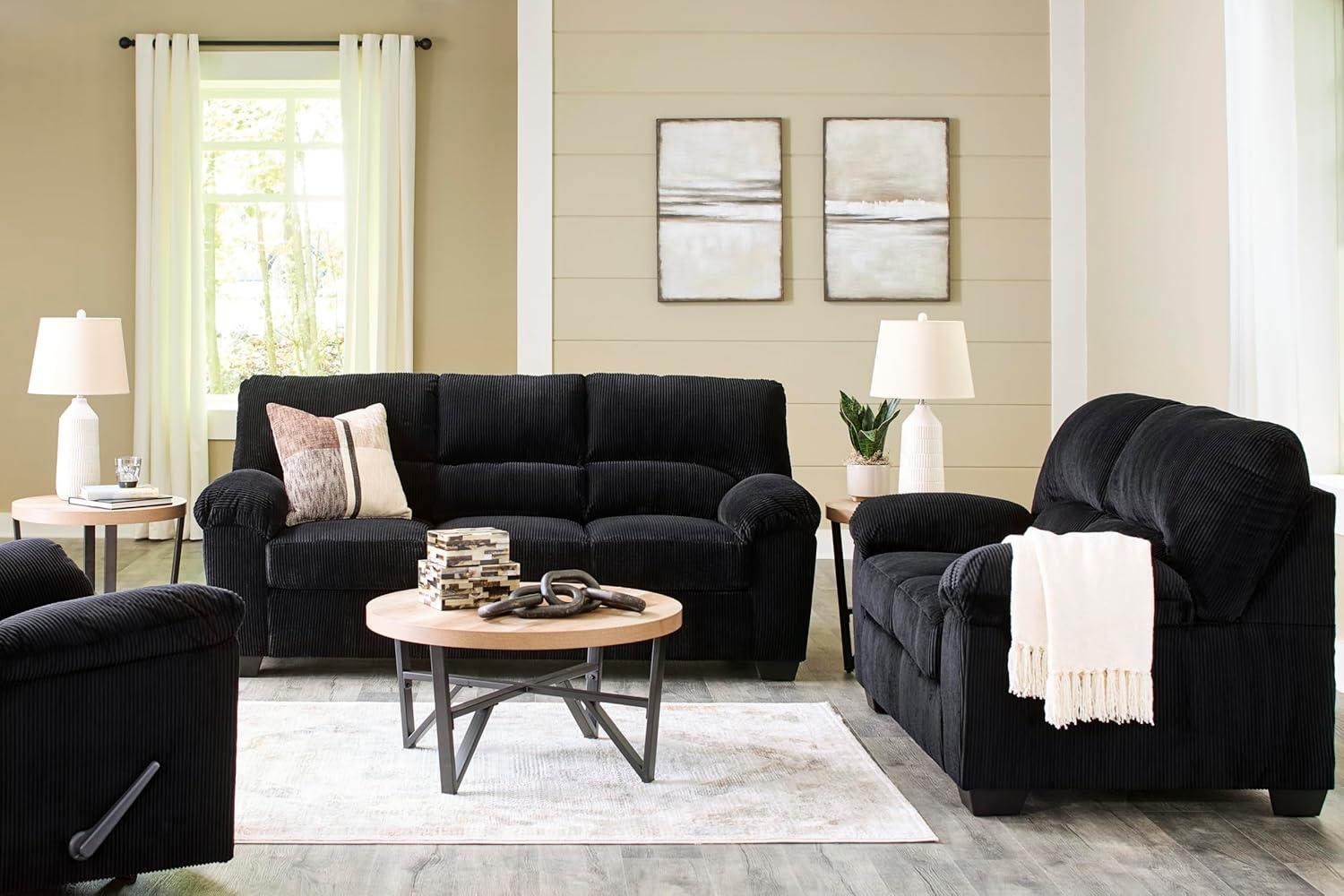imageSignature Design by Ashley SimpleJoy Contemporary Loveseat for Living Room BlueBlack