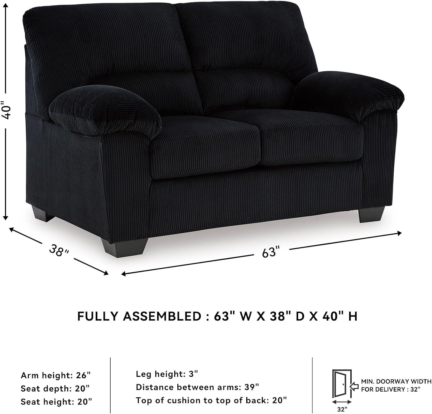 imageSignature Design by Ashley SimpleJoy Contemporary Loveseat for Living Room BlueBlack